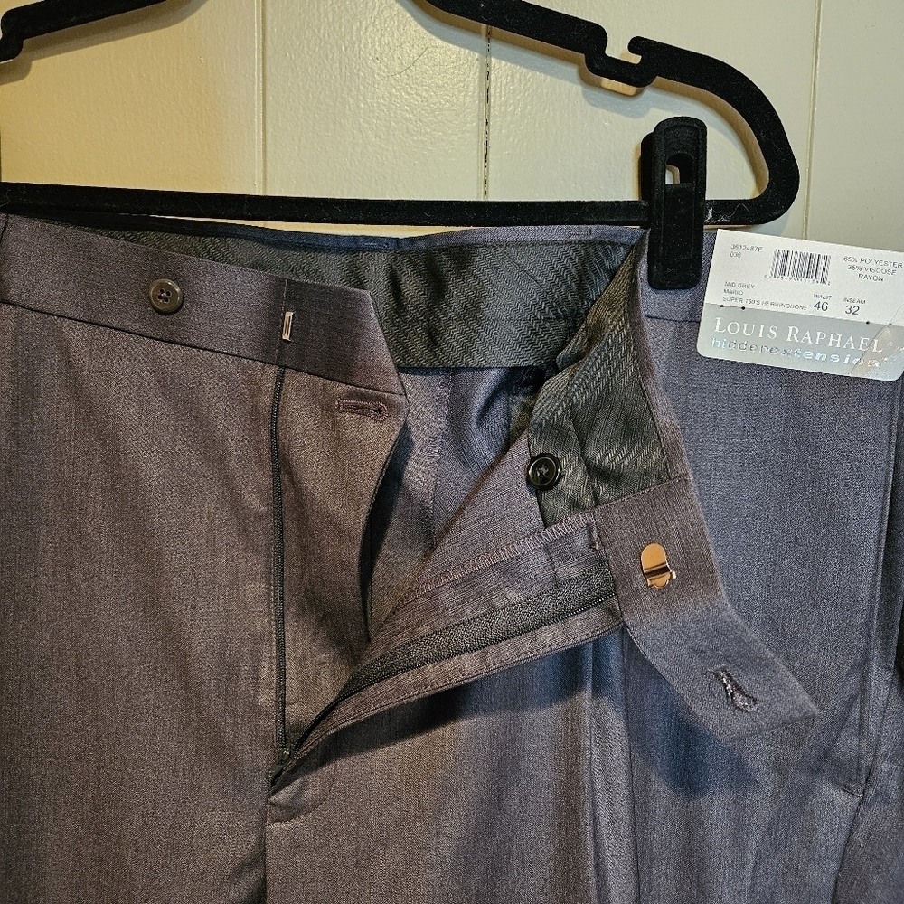 Louis Raphael Tailored Slacks, Men, Size 46 x 32, Blue/Gray, Waist Extenders - Picture 7 of 8
